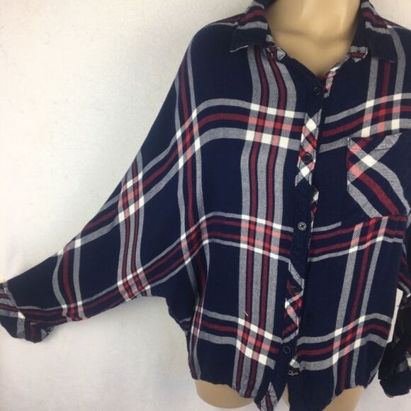 Rails Blue & White Plaid Checker Soft Long Sleeve Button Up Top S - Picture 4 of 9